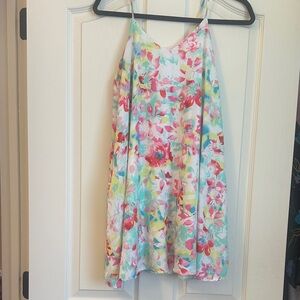 Peach Love California Floral Dress - Pink and Green